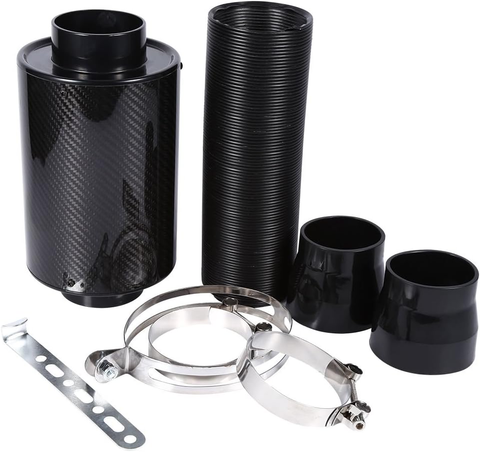 Kalten Lufteinlass Kit Kohlefaser Sportluftfilter Auto Luftfilter Intake Flow Hose Pipe, 3"