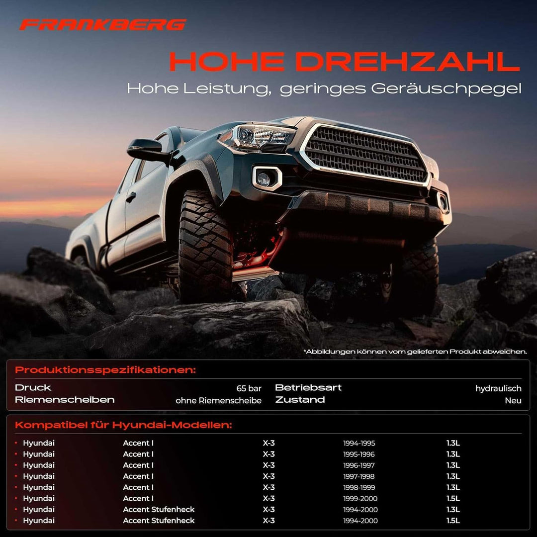 Frankberg Servopumpe Hydraulikpumpe Lenkung Kompatibel mit Accent I X-3 1.3L 1.5L Benzin 1994-2000 R