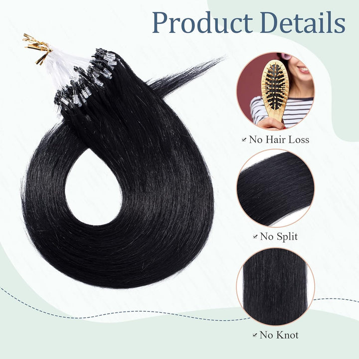 Microring Extensions Echthaar Haarteile Echthaar 0,5g/Strähne 100 Strähnen/Packung Weich Haarverläng