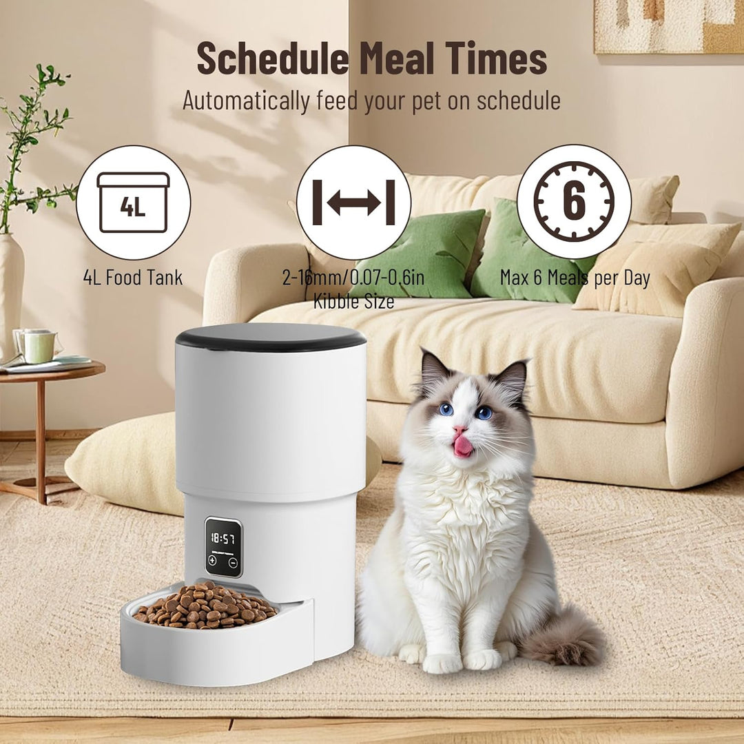 4L Trockenfutterautomat für Katzen & kleine Hunde, programmierbarer Futterspender mit Zeitschaltuhr