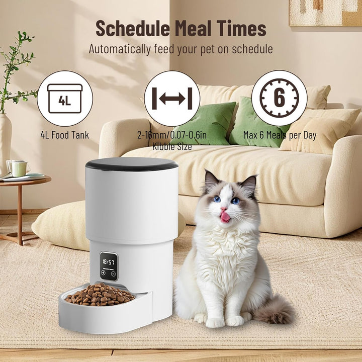 4L Trockenfutterautomat für Katzen & kleine Hunde, programmierbarer Futterspender mit Zeitschaltuhr