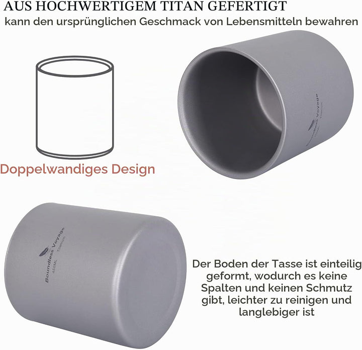 Boundless Voyage Titan Becher Mini Isolierte Doppelwandige Tasse Outdoor Camping Faltbare Kaffee Tee