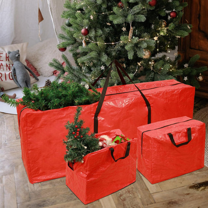 Funshot 3 Stück Weihnachtsbaum Aufbewahrungsbeutel mit 2 Weihnachtsdekoration Taschen grosse grüne W