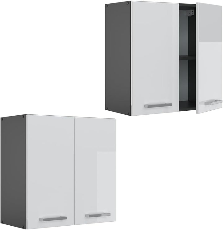Vicco Hängeschrank R-Line, Weiss Hochglanz/Anthrazit, 60 cm Weiss Hochglanz Hängeschrank 60cm, Weiss