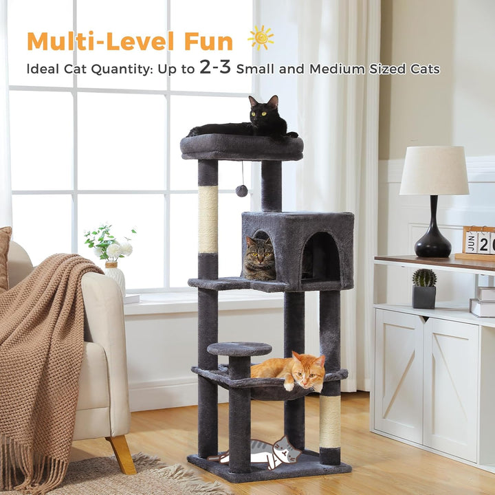 PAWZ Road Katzenbaum mit Metall-Plüsch-Hängematte, Katzenturm für ausgewachsene Katzen mit 2-türigem