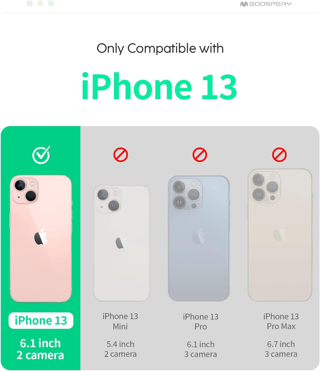GOOSPERY Magnetischer Türstossfänger kompatibel mit iPhone 13 Hülle, Kartenhalter, Brieftaschen-Hüll