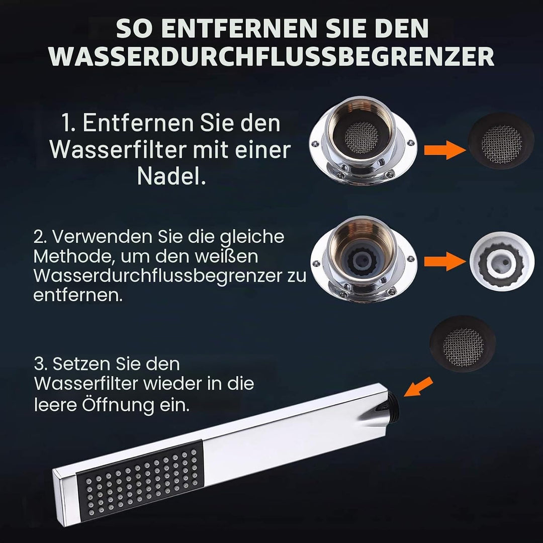 KES Handbrause Duschkopf mit Schlauch und Duschkopfhalterung Duschbrause Brausekopf Dusche Duschsyst