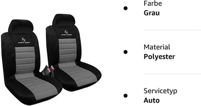 WOLTU 2er Sitzbezüge Auto Einzelsitzbezug universal Grösse, Komplettset, grau, grau