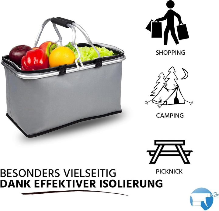 Einkaufskorb Kühlkorb 25 L Faltbarer Thermokorb Picknickkorb Korb Einkaufskörbchen Körbchen klappbar