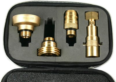 Drehmeister Tankflaschenadapter-Set im Etui zum Befüllen von Gasflaschen mit W21,8 x 1/14 LH Gewinde