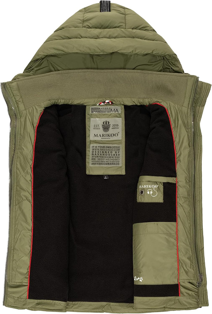 MARIKOO Damen leichte Übergangsweste Steppweste mit Kapuze Taisaa XS-3XL XS Olive, XS Olive