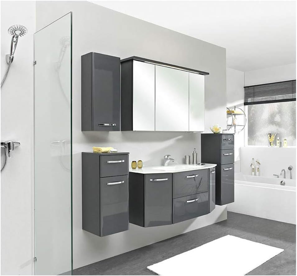 Pelipal - Velo - Highboard, 30 cm, 1-türig, 2 Schubkästen, 1 Einlegeboden - Badmöbel in Anthrazit Ho