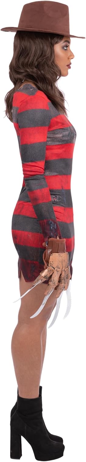 Smiffys A Nightmare on Elm Street Freddy Krueger Damen Kostüm Kleid, offizielles Lizenzprodukt Horro