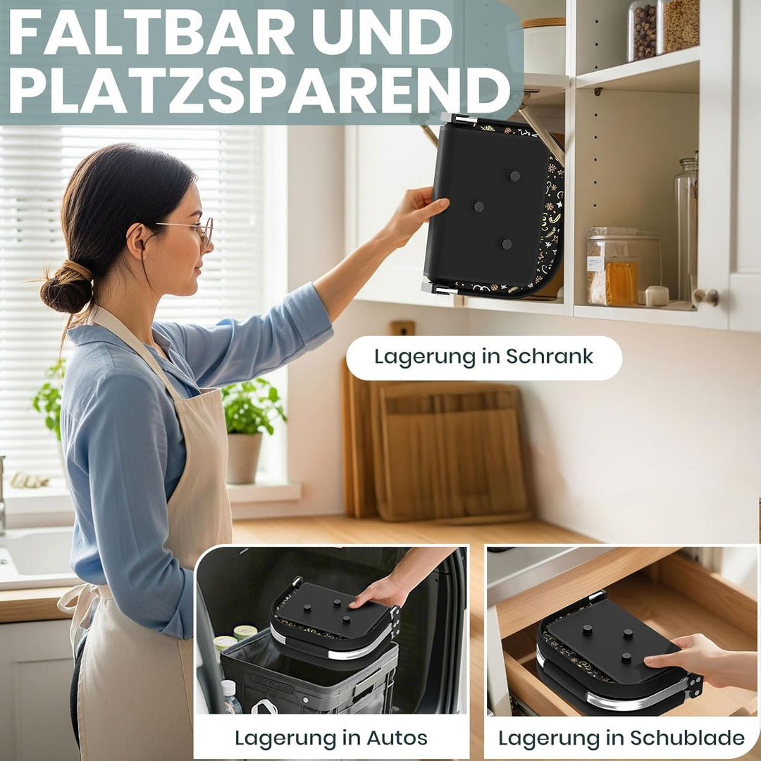 30L Stabiler Einkaufskorb Faltbar mit Stützstäben, Grosser Tragekorb für Weihnachten, Reisen & Pickn