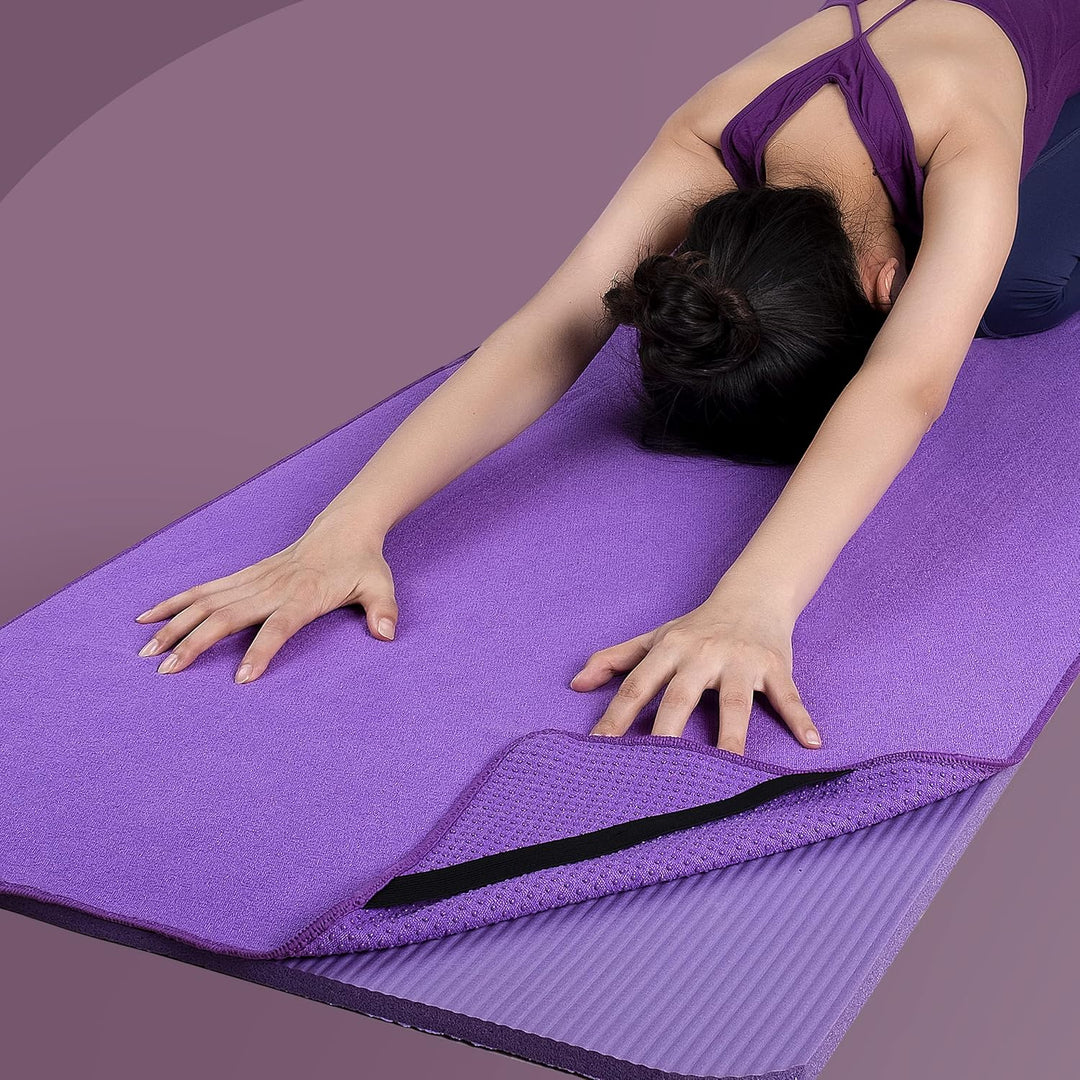 Polyte - Yoga Handtuch aus Mikrofaser mit Rutschfester Silikon Unterfläche und Elastischen Bändern,