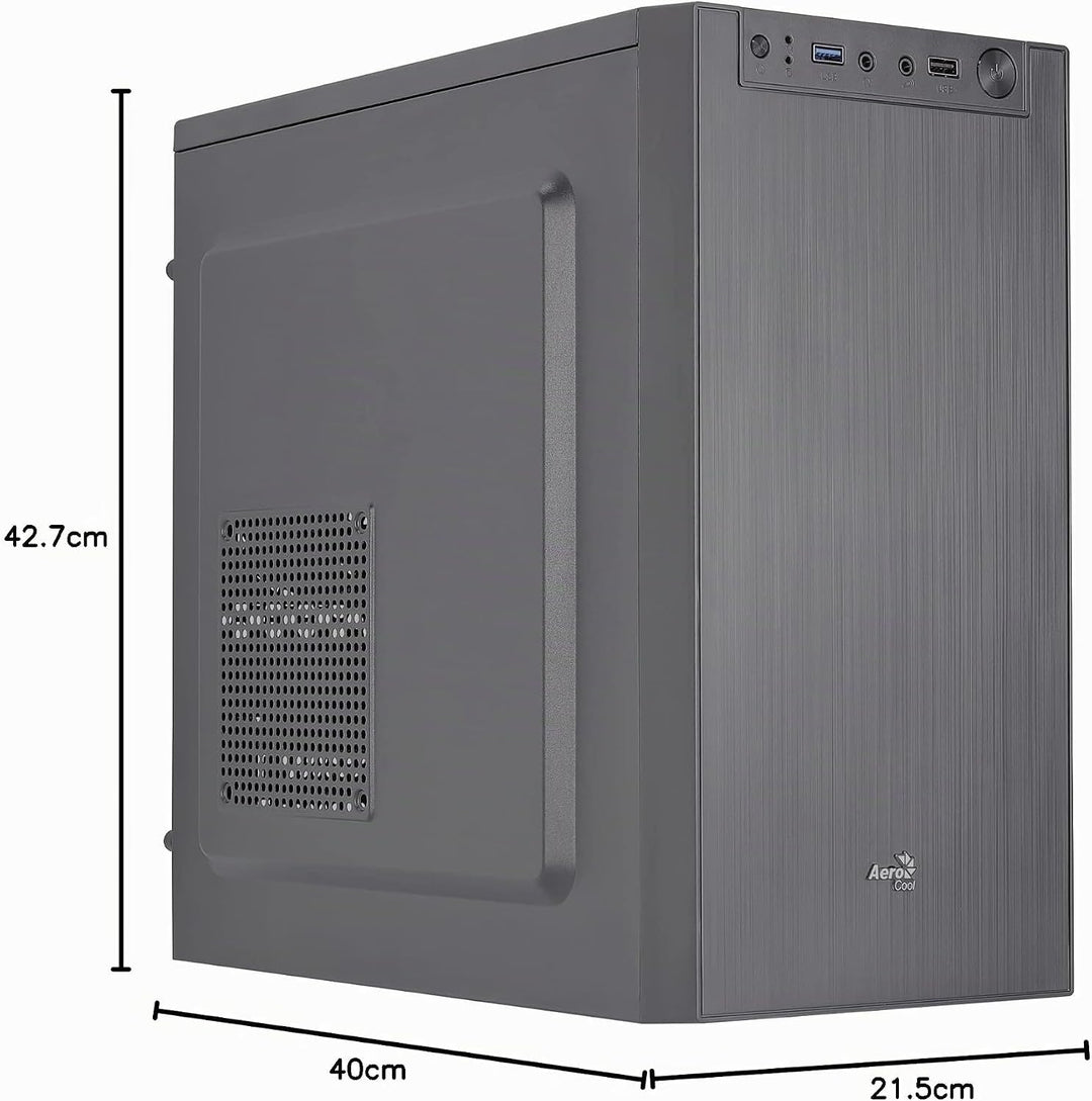 Aerocool CS108BKV1, kompakter PC-Gehäuse Micro ATX, poliertes Aluminium, 80 cm, Schwarz Schwarz CS10
