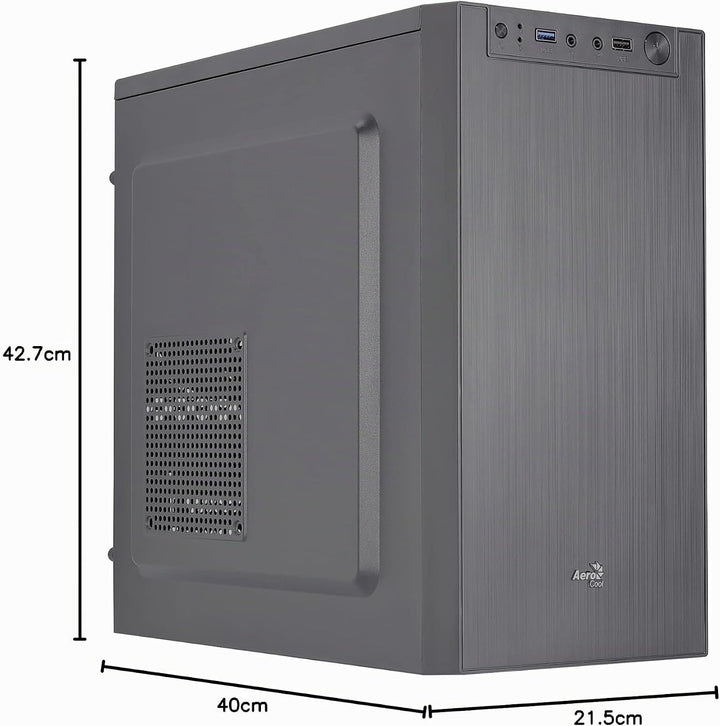 Aerocool CS108BKV1, kompakter PC-Gehäuse Micro ATX, poliertes Aluminium, 80 cm, Schwarz Schwarz CS10
