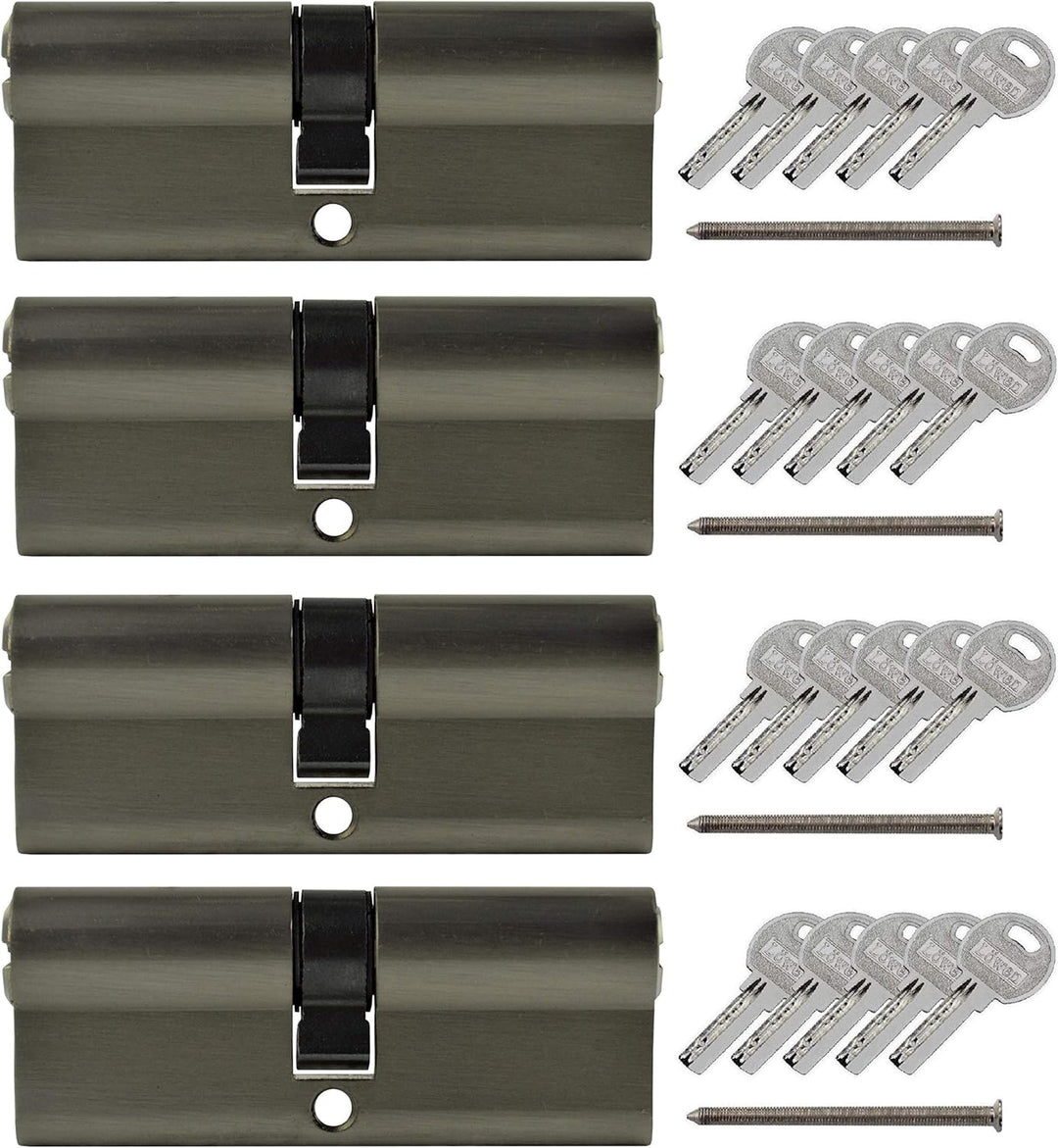 LÖWEN 60 mm 4x Zylinderschloss 30/30 Doppelzylinder gleichschliessend Massive Schliesszylinder inkl.