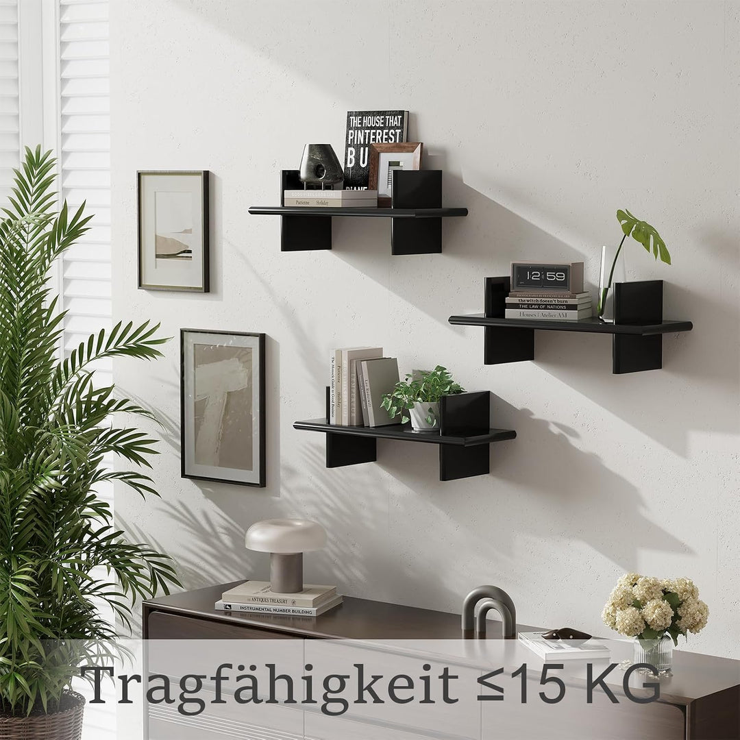 Holz Wandregal 3er Set, Schweberegal für Deko und Aufbewahrung | Platzsparende Hängeregale aus Holz