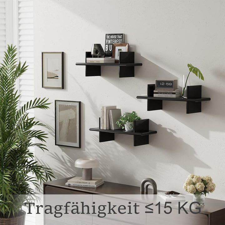 Holz Wandregal 3er Set, Schweberegal für Deko und Aufbewahrung | Platzsparende Hängeregale aus Holz
