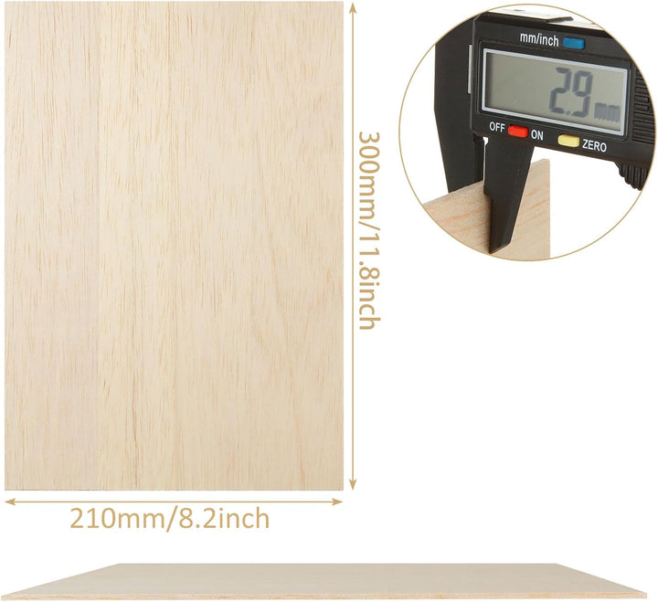 SENENQU 12 Stück Balsaholz Platten Holzplatten 3mm x 300mm x 210mm - A4, Balsaholz 3mm Modellbau, Ba
