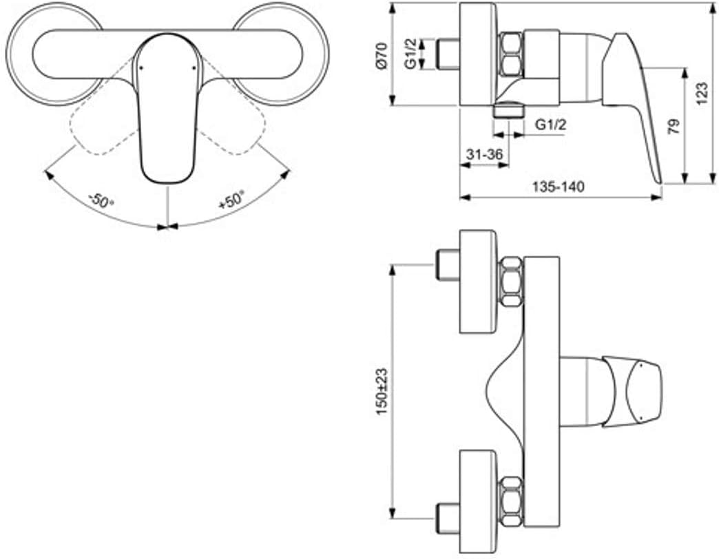 Ideal Standard B1720AA Brausearmatur CERAFLEX | Einhebel-Armatur für Aufputz Montage mit verdeckten