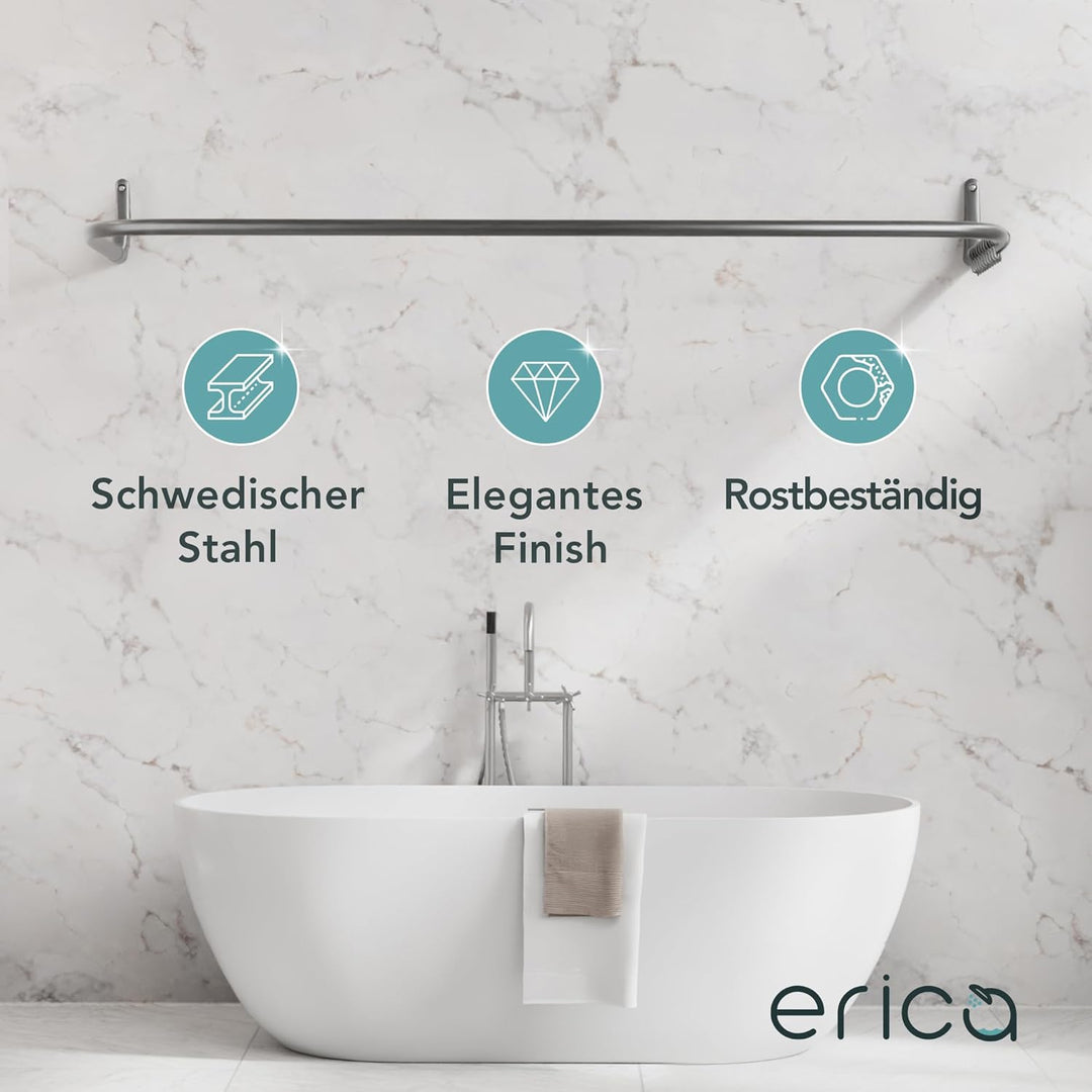 Erica – Duschvorhangstange in U-Form für Wandmontage ohne Deckenhalterung – 70x165x70 cm Duschstange