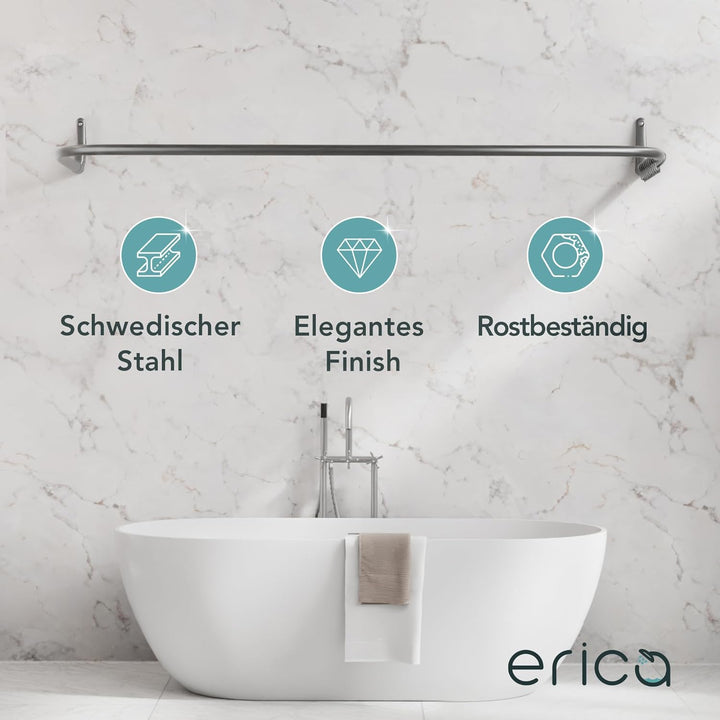 Erica – Duschvorhangstange in U-Form für Wandmontage ohne Deckenhalterung – 70x165x70 cm Duschstange