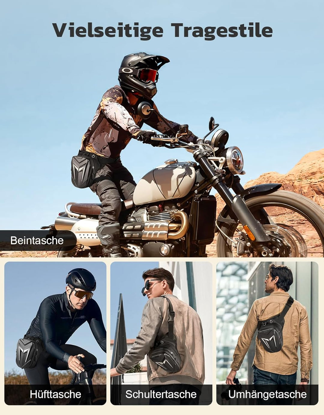 Beintasche Motorrad, wasserdichte Oberschenkeltasche Gürteltasche, Robuste Eva Motorrad Tasche Bein,