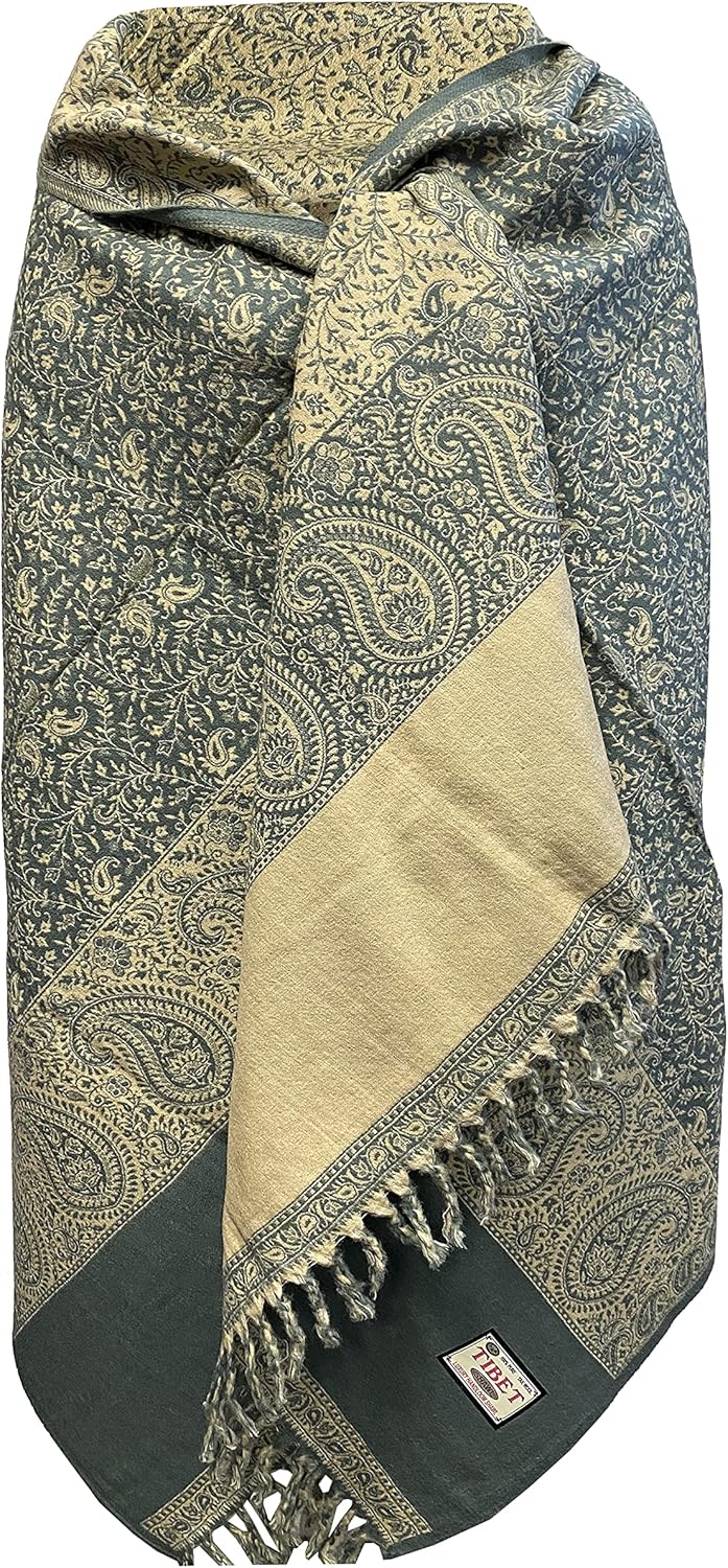 TI Halstuch aus reiner Yakwolle, Vintage-Stil, Blumenmuster, Dekoration, Wolle, Unisex, doppelseitig