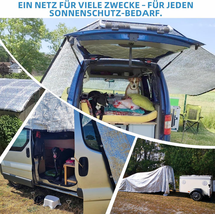 Sonnenschutznetz für Auto und Haustier, Hitzeschutznetz aus Aluminiumfolie,Sonnenschutznetz für VW T