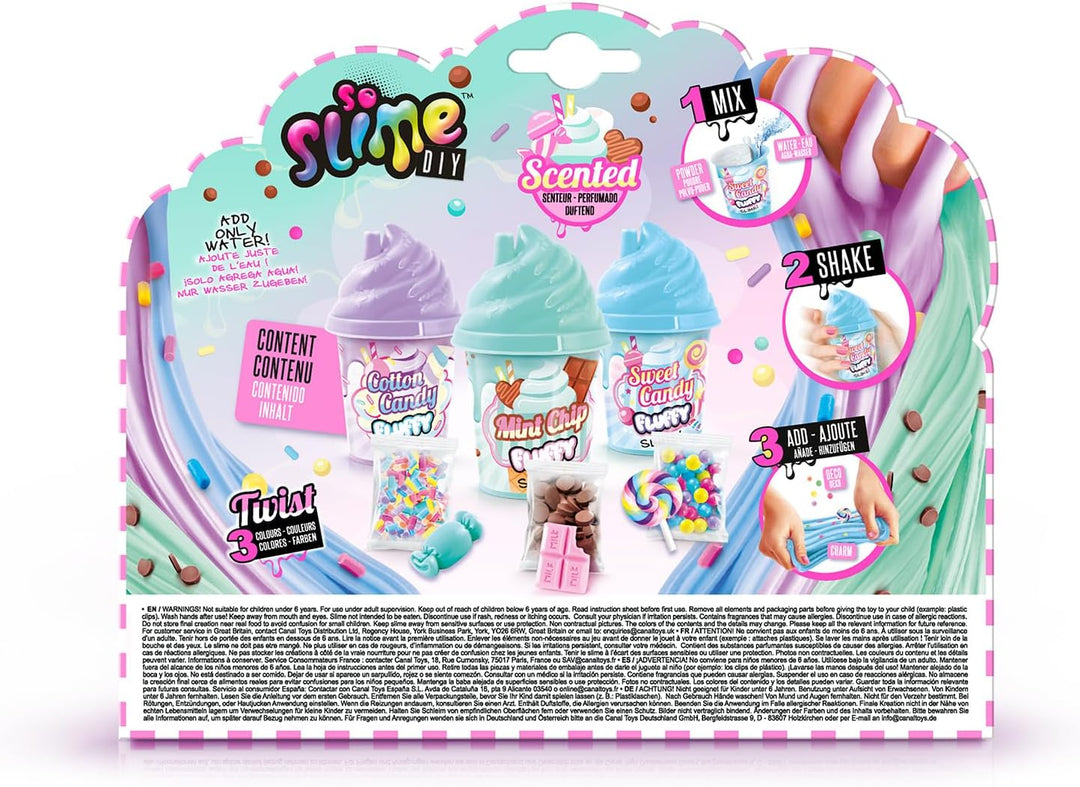 Canal Toys - So DIY-Slime Fluffy-Pack mit 3 Shakers-SSC 101, Mehrfarbig