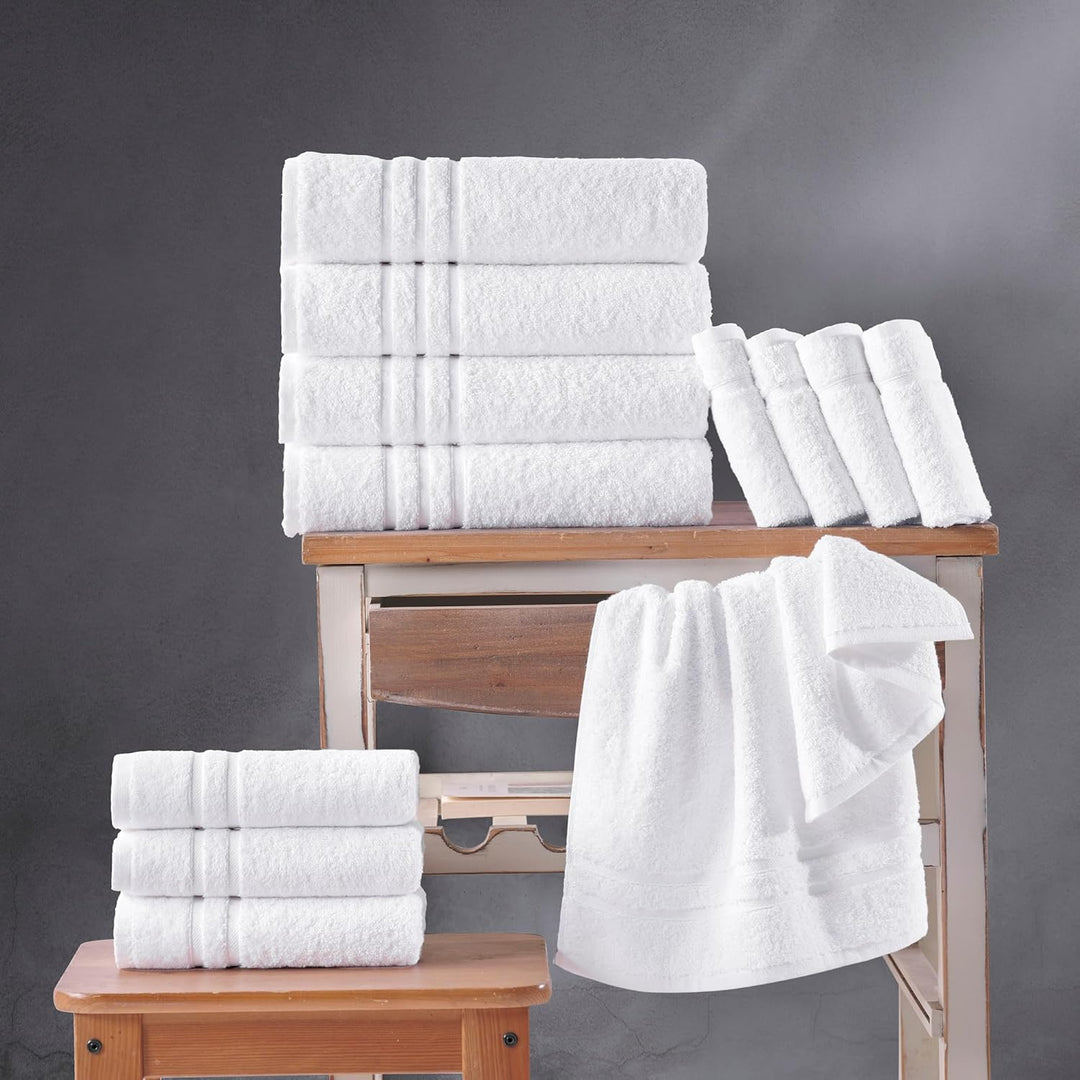 Hammam Linen Badetücher aus 100 % Baumwolle, weich und saugfähig, Premium-Qualität 4 Bath Towels Wei