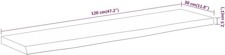 vidaXL Wandregal 120x30x2,5 cm Rechteckig Massivholz Akazie Baumkante