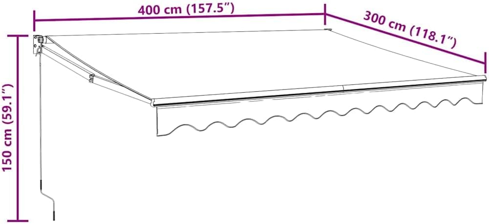 vidaXL Markise, Sonnenmarkise mit Kurbel Automatisch, Gelenkarmmarkise für Terrasse Balkon, Sonnensc