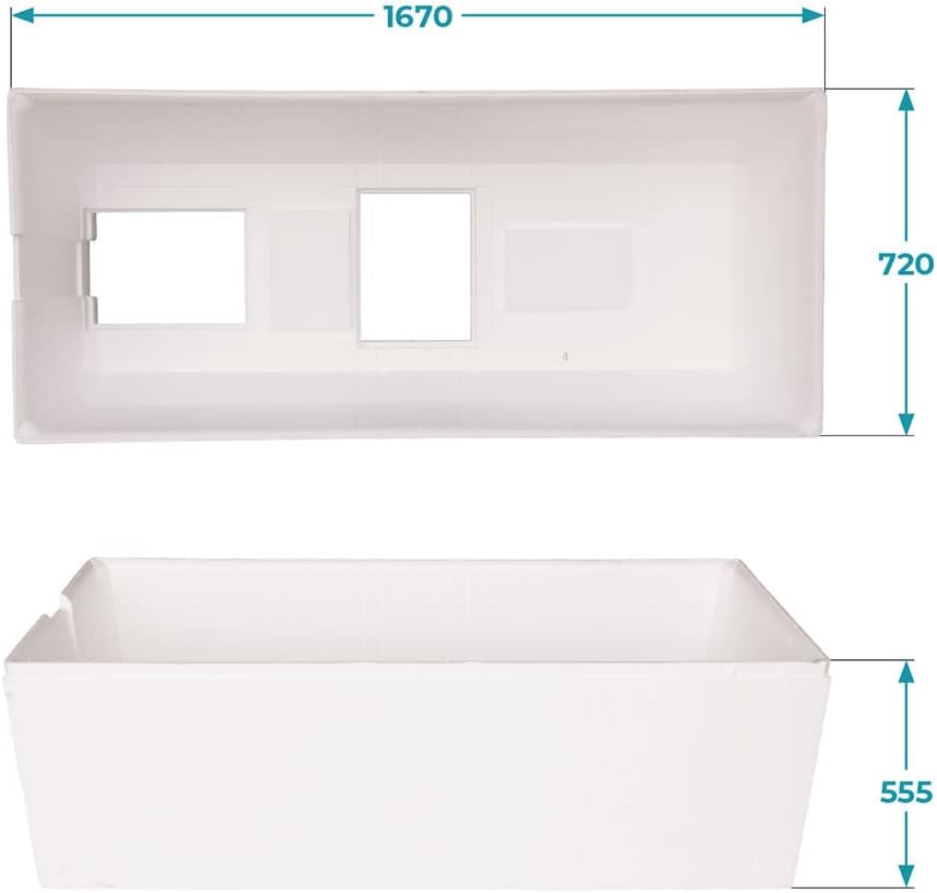 Calmwaters® Wannenträger 170 x 75 cm Modern Square, Passend für Rechteck-Badewanne 170x75 cm, Styrop