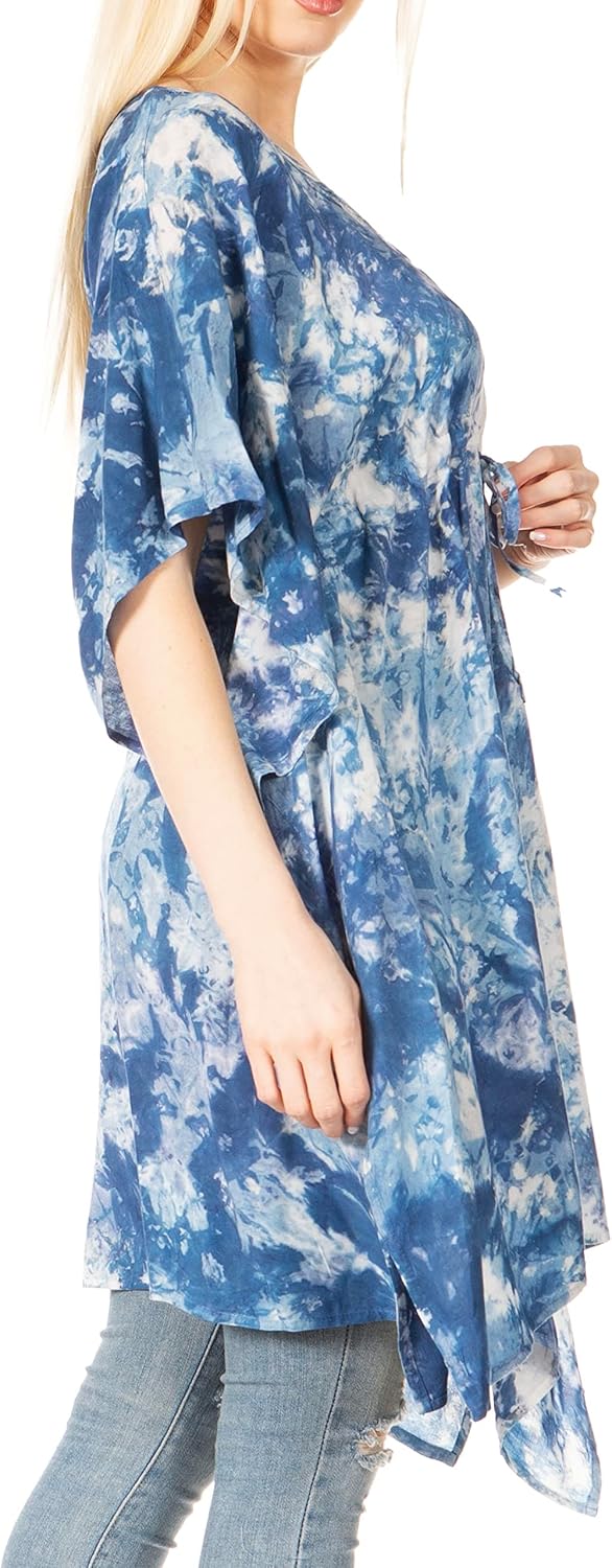 Sakkas Marcy Damen Kaftan Top Tunika Kleid V-Ausschnitt Lose Sommer Boho Swing Coverup Einheitsgröss