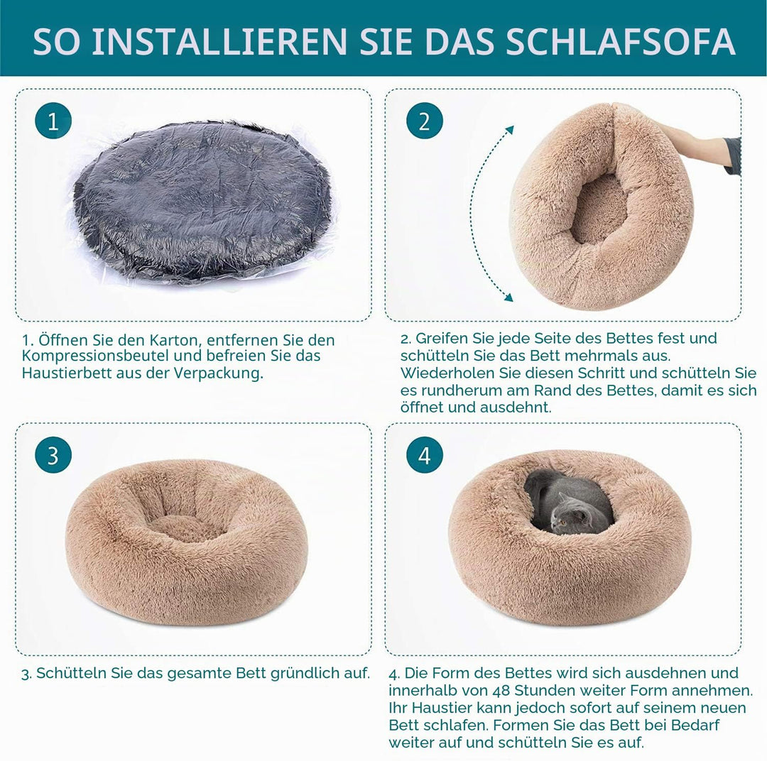 Hundebett, Tierbett Katzenbett Hundesofa Katzensofa, Waschbar Hundebett flauschig rund Hundekissen f