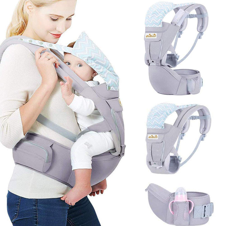 Viedouce Babytrage Ergonomische mit Hüftsitz/Reine Baumwolle Leicht und atmungsaktiv/Multiposition:D