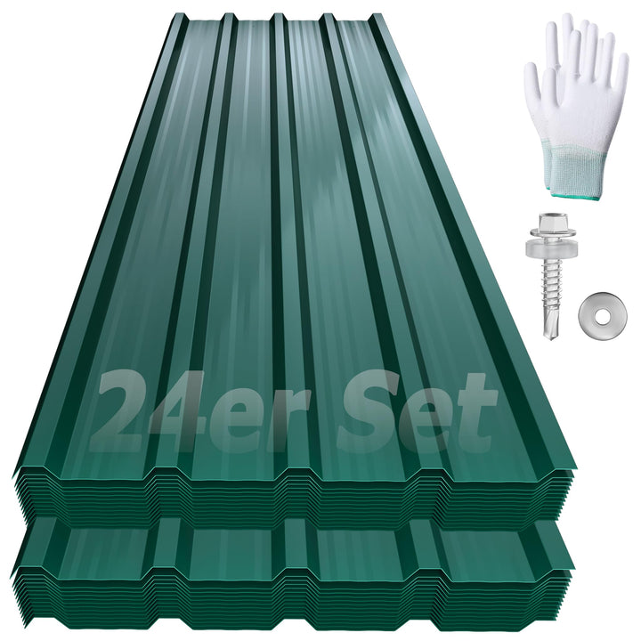 24er Dachbleche Trapezblech 129,5x45cm Stahlblech Formblech Platten Dachplatten Wetterfest Wellblech