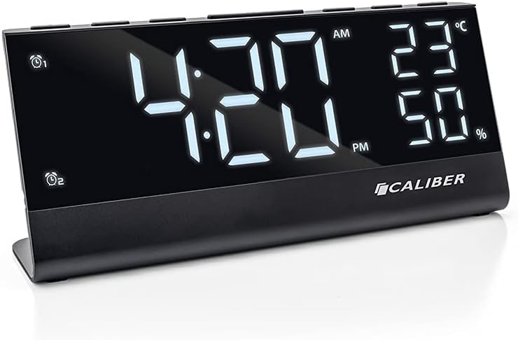 Caliber Radio Wecker - FM-Radio - Digital Wecker - Alarm Clock - Schwarz - Dimmbarer LED-Anzeige - T