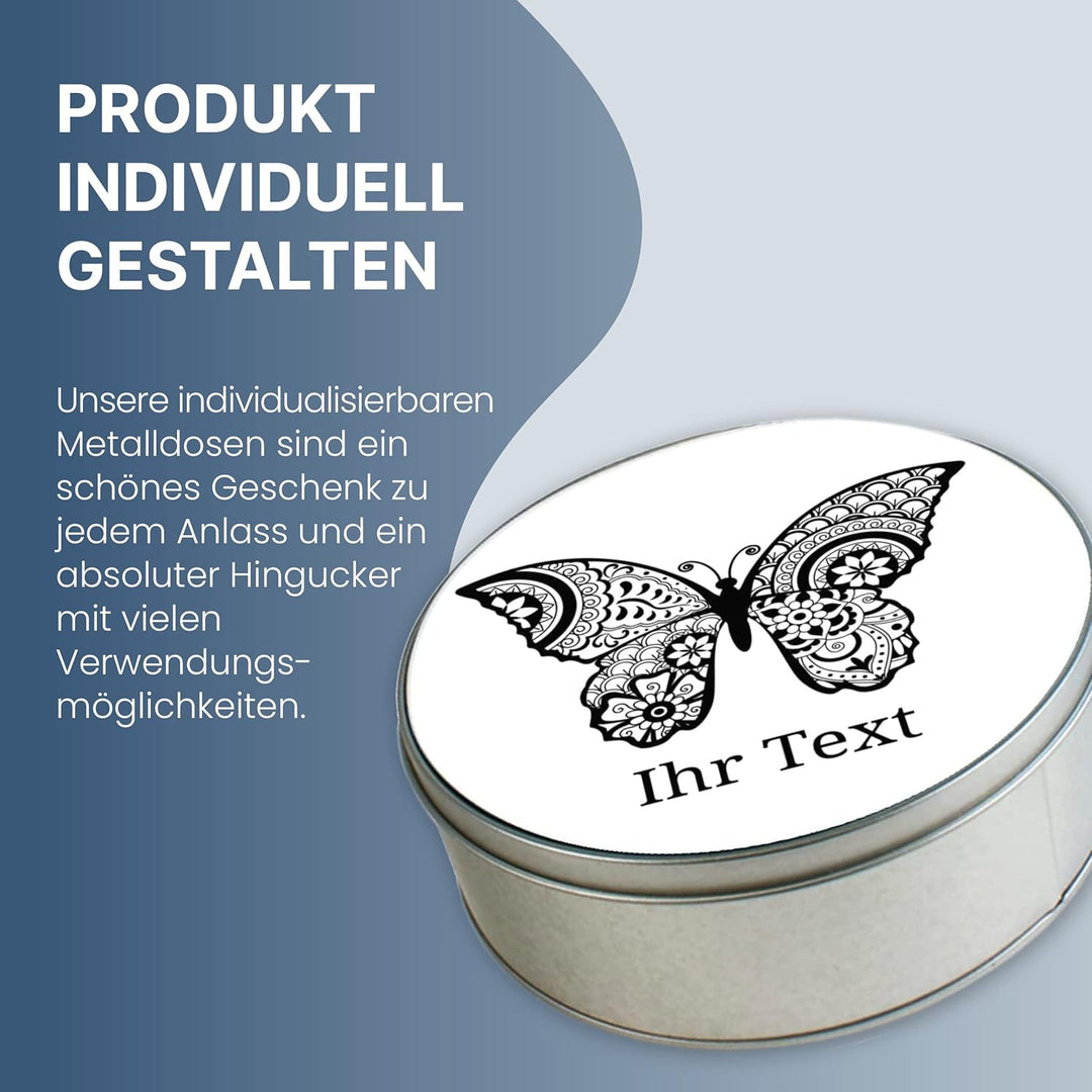 gravur-farbik.de – personalisierbare runde Dose mit Name oder Wunschtext – Zentangle Stern Motive –