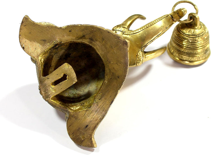 StonKraft Schöner Türklopfer mit Elefantengesicht, Türdekoration mit Messingglocke für Tür- und Wand