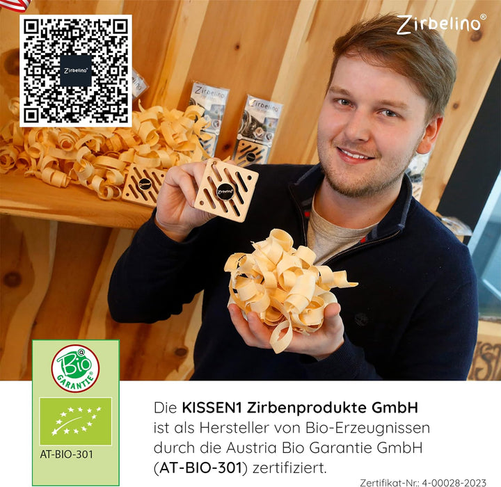ZIRBELINO Sauna-Zirbenkissen mit Henkel - 20x30cm - SPEZIAL-FÜLLUNG mit sehr harzreichen Zirbenspäne