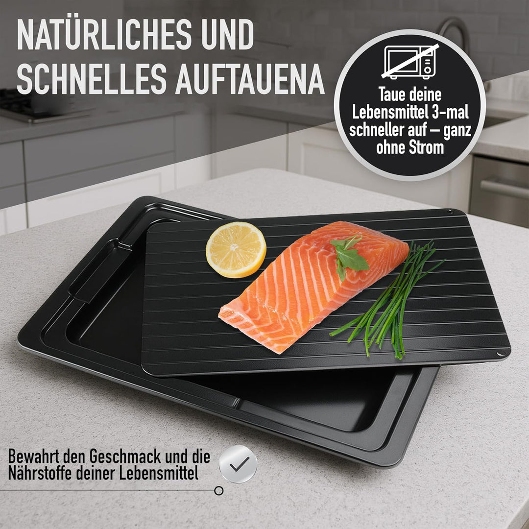 Schnellauftauplatte für Lebensmittel Aluminium Tablett 35,5 x 20,5 x 0,2 cm - Platte für Fleisch + F