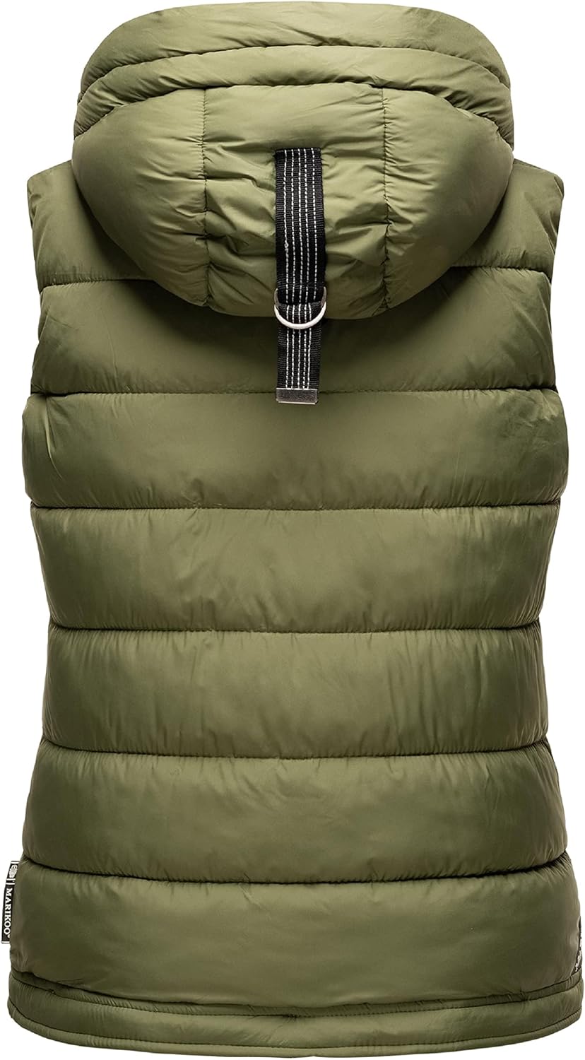 MARIKOO Damen leichte Übergangsweste Steppweste mit Kapuze Taisaa XS-3XL XS Olive, XS Olive