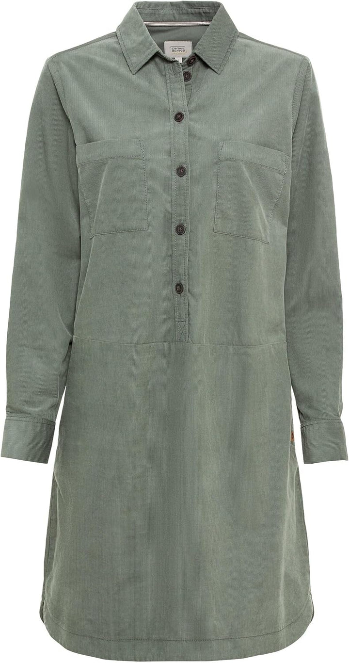 camel active Damen Hemdblusenkleid mit Langen Ärmeln XXL Smoke Khaki, XXL Smoke Khaki