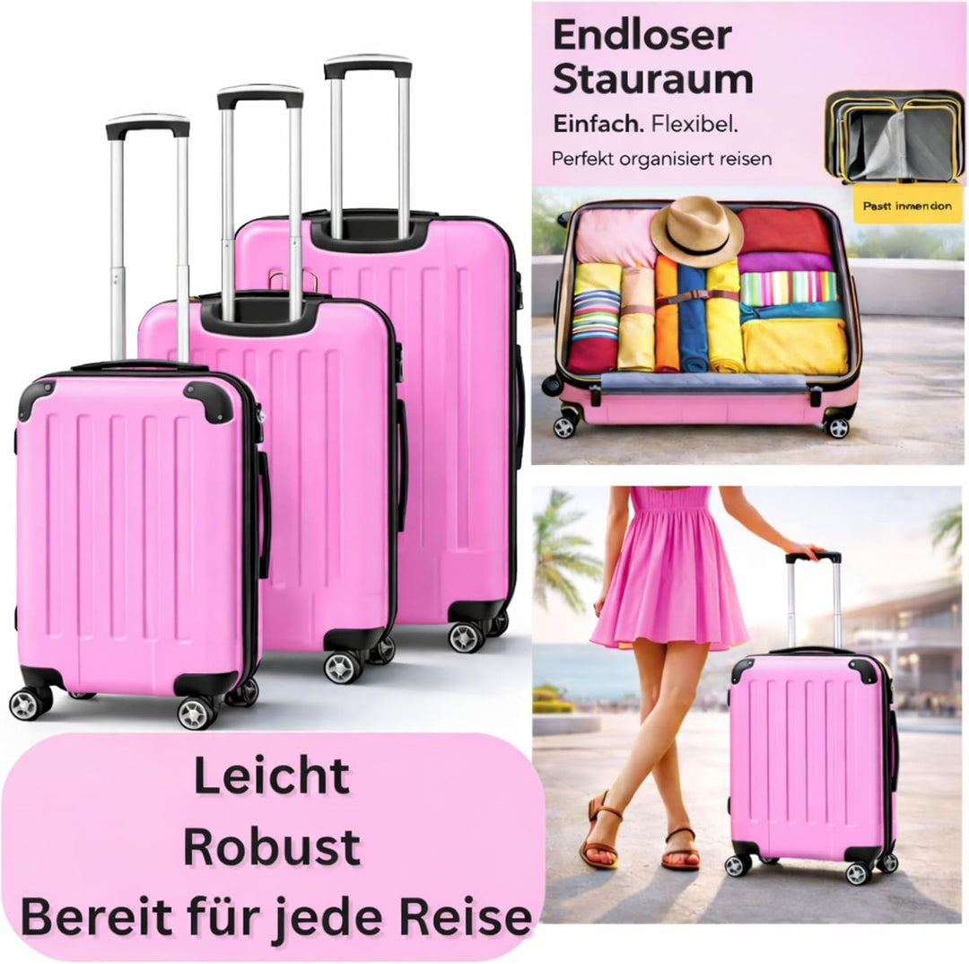 INVIDA® 4-TLG. Hartschalenkofferset Hartschalenkoffer Trolley Koffer Reisekoffer Reisekofferset Gepä