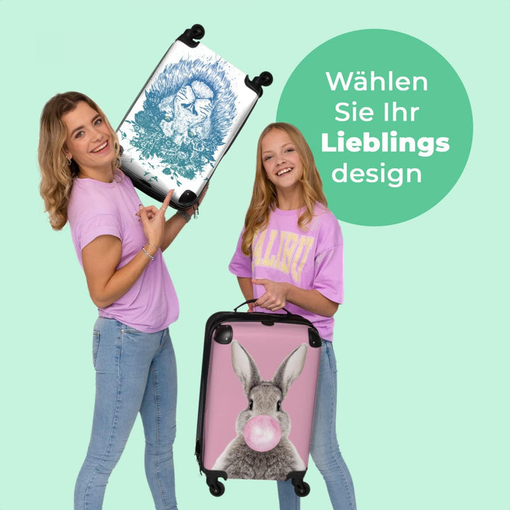 NoBoringSuitcases.com® Koffer Handgepäck Trolley Rollkoffer Kleine Reisekoffer mit 4 Rollen - Löwe -