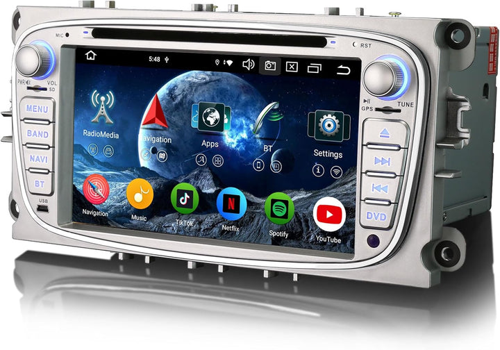 Erisin 7 Zoll 8-Kern 4GB RAM 64GB ROM Android 12 Autoradio 2din mit GPS Navi für Ford Focus Mondeo S